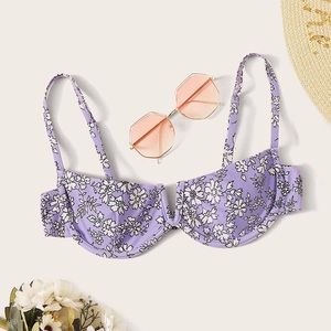Floral V wire bikini top